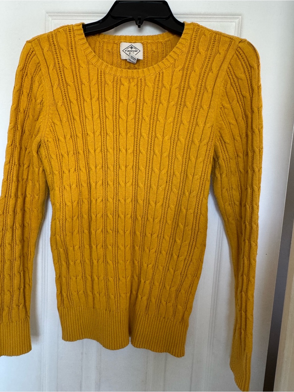 St. John's Bay Mustard Cable-Knit Crewneck Sweater